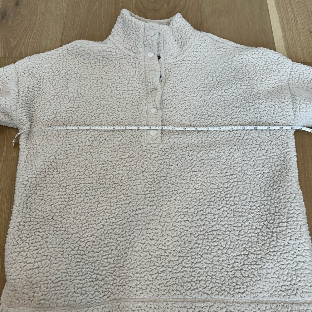 Aerie Sherpa Jacket Quarter Zip Sweatshirt Cream Teddy Coat Cozy Warm Ski Snow - Picture 8 of 11